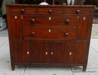Antique American Transitional Empire Mahogany Buffet Sideboard w 
