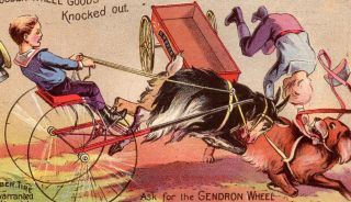 1800s Red Wagon Express & Bike Gendron Iron Wheel CARD  Sherbrooke, P 