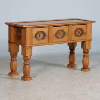 Antique Danish Pine Sideboard Console Table Carved Detail with 