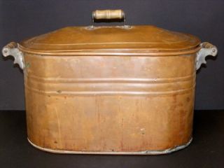 Antique Copper Kettle Laundry Boiler Wash Kindling Canner Tub Wood 