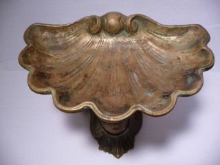 Antique Brass Soap Dish w Double Tailed Mermaid Creature