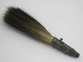   Edwardian Era Silver Emboss Deer Tail Hair Brooch Hat Pin