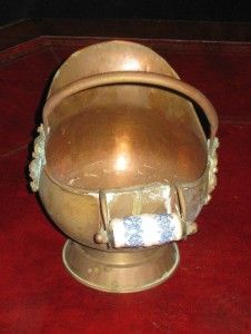 Antique Copper Porcelain Brass Miniature Ash Coal Bucket Marked Made 