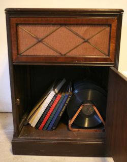 Antique Radio and Phonograph with Records