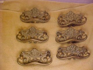 BRASS ANTIQUE DRAWER PULLS LOT OF SIX LOOK AT THESE