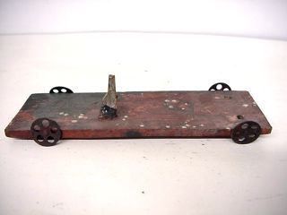 ANTIQUE TOY WOOD BASE FOR PUSH TOY HORSE? 4 METAL WHEELS, GERMAN PENNY 