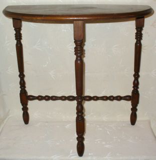 Antique Ornate Wooden Walnut Half Moon Hall Side Table