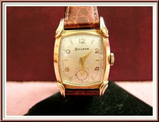 Unusual 1950 Vintage Mens Bulova Belmont Gold Watch 10KRGP Great 