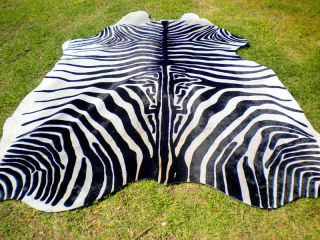 Zebra Print Printed Cowhide Skin Rug Cow Hide DC3677