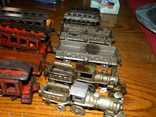 Antique Group 12 Climax Train Cast Iron Cars 2 Engines