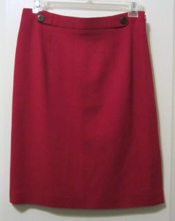 Ann Taylor Red Lined Wool Knee Length Straight Pencil Skirt Size 10 