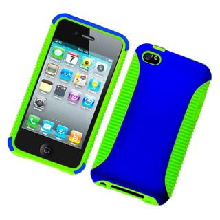 For Apple iPod Touch 4 Hybrid Gel Hard Case Green Blue