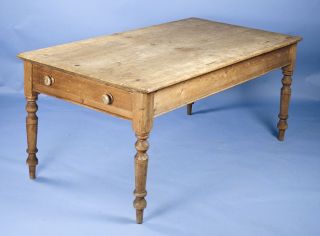 Antique English Pine Rustic Farm Dining Kitchen Table