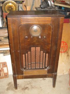 Antique 1933 1934 General Electric M 65 Wood Console Floor Model Radio 