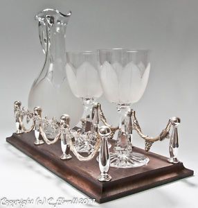 Antique Richardsons Wine Jug Decanter Glasses Set