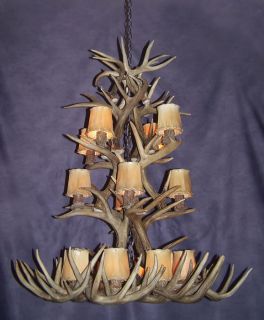 Tall Spruce Chandelier Real Antler Whitetail Lamps