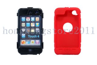   Red Soft Rubber Cover Heavy Duty Skin Case for Apple iPod Touch 4 4th