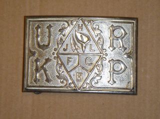 Antique URKP United Ranks Knights Pythias FCB Sword Belt Buckle Nickel 