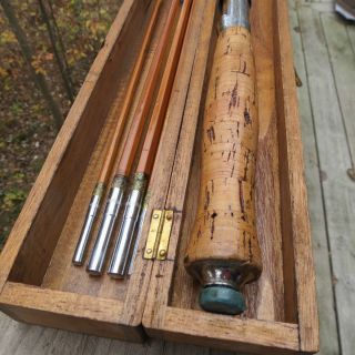 Vintage Bamboo Fly Spinning Rod in Original Box