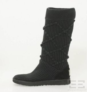 UGG Australia Black Classic Argyle Sweater Knit Boots Size US 8 