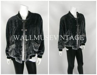 Vintage 90s VARSITY gray GRUNGE VELOUR SUPER SOFT THICK VELVET jacket 