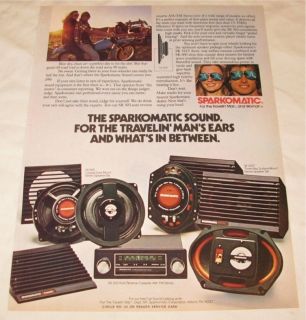 Vintage Sparkomatic SR 303 Car Stereo Print Ad 1980