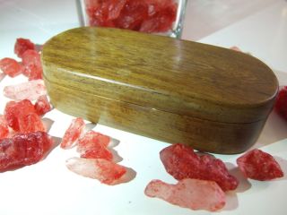 Antique Handcrafted Solid Walnut Wooden Box Oval Shape Jewelry Storage 