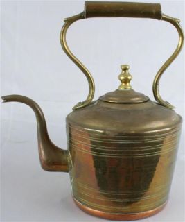 Antique French Copper Brass Kettle Coffee Water Teapot