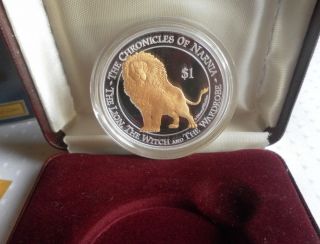 ASLAN 1$ Selectively Gold Plated Silver 0,999 PROOF Lion   New Zealand 