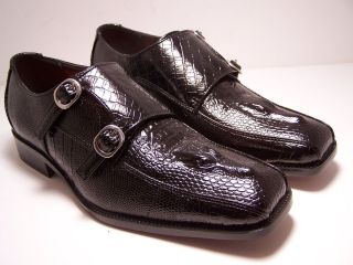 Antonio Cerrelli Mens Dress Shoes Elite Black Imitation Gator Skin 