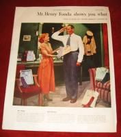 1950 Arrow Mens Shirts Henry Fonda 2 Page Color Ad GF