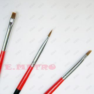 3X UV Gel Brush Set Nail Art Sable Striping Pen Drawing