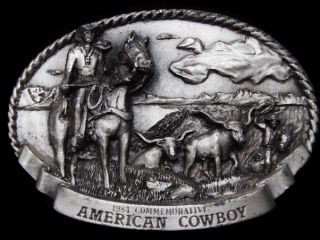 Vintage 1984 American Cowboy Commemorative Belt Buckle
