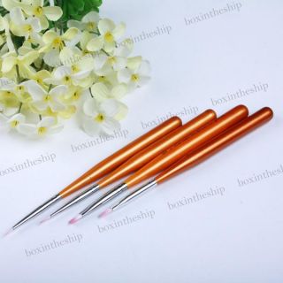 Professional Orange Nail Art Polish Brushes Pens Painting Drawing 