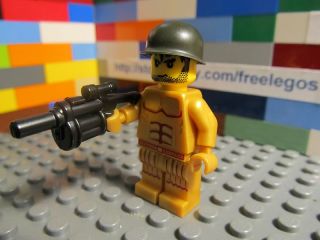 Lego Army Soldier Minifigure w Helmet and Machine Gun New Mint