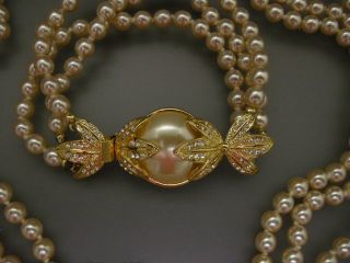 HSN ARNOLD SCAASI WATER LILIES TRIPLE STRAND PEARL NECKLACE & BRACELET 