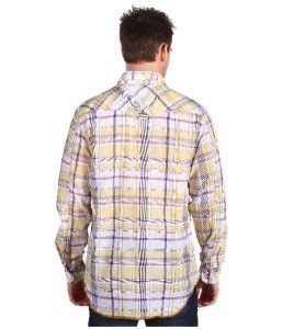 New with Tag   $195.00 ARNOLD ZIMBERG Yellow/Brown Cotton Plaid Shirt 