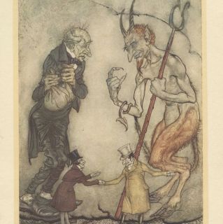 1920 Arthur Rackham Illustration Victorian London Old Scratch Devil 