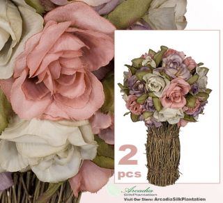   on TWO pieces of 12 Artificial Rose Topiary Flower Arrangement