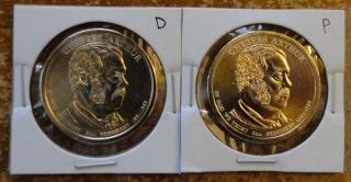 2012 Chester Arthur Dollar Coins P D BU Condition