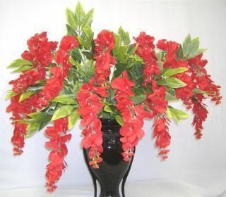 RED Silk Wisteria Bush Artificial Flowers wedding plants 
