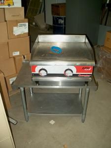 APW Wyott Champion Electric Griddle and Stainless Steel Table
