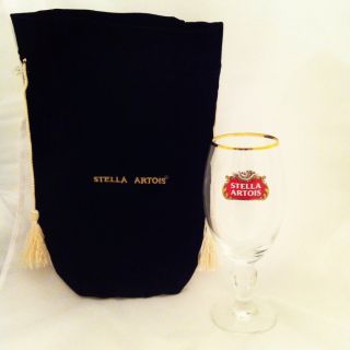 Stella Artois 33cl Gold Rim Chalice + FREE Black Pouch Bag Style Beer 