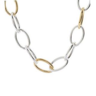QVC Arte D Argento Sterling Silver Two Tone Bold Oval 36 Necklace 