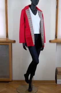 AQUASCUTUM * beautiful red cotton jacket on check lining  size.M