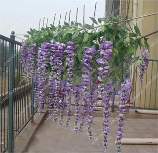 Purple Artificial Wisteria Bush Fake Hanging Silk Flower Vine Wedding 