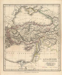   1849 Arnolds Classical Atlas Map of Asia Minor Middle East