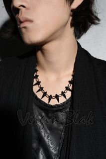 vb HOMME Mens Black Spike Chain Necklace 6NS