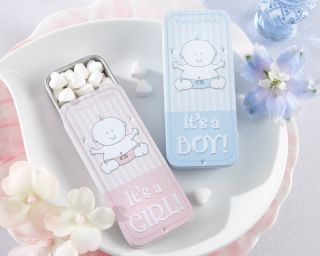 Kate Aspen Baby Shower Its a Boy or Girl 12 Slide Mint Tins Pink or 