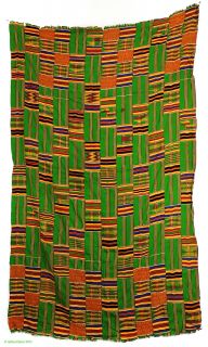 Kente Cloth Handwoven Textile Green Asante Ghana Africa